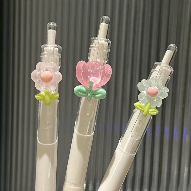 1Pcs Kawaii Tulip Gel Pens Smooth Quick-Drying Sign Pen Office Accessories School Supplies Aesthetic Pens Ballpoint Pen Oasis Select