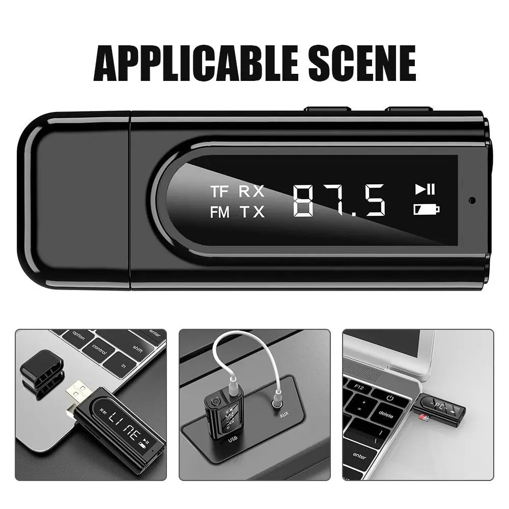 FM Transmitter Receiver Bluetooth 5.0 Adapter AUX USB For TF Card MP3 Player Home Stereo TV PC Cell Phone Headphones Car Oasis Select