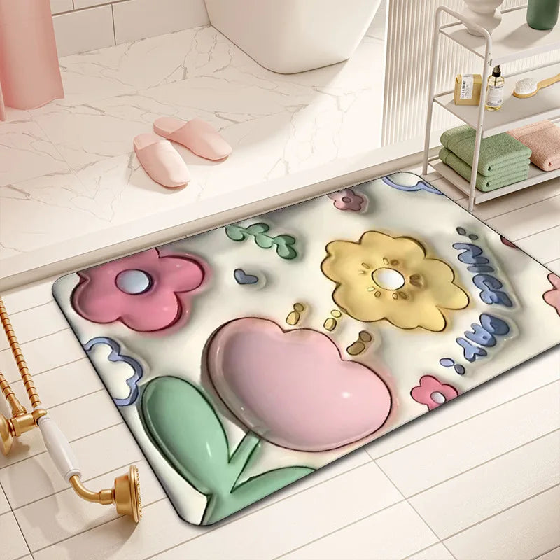 3D Visual Bath Mat Non-slip Absorption Water Rug for Bathroom Creative Entrance Doormat Three-dimensional Floor Mat Home Decor Oasis Select