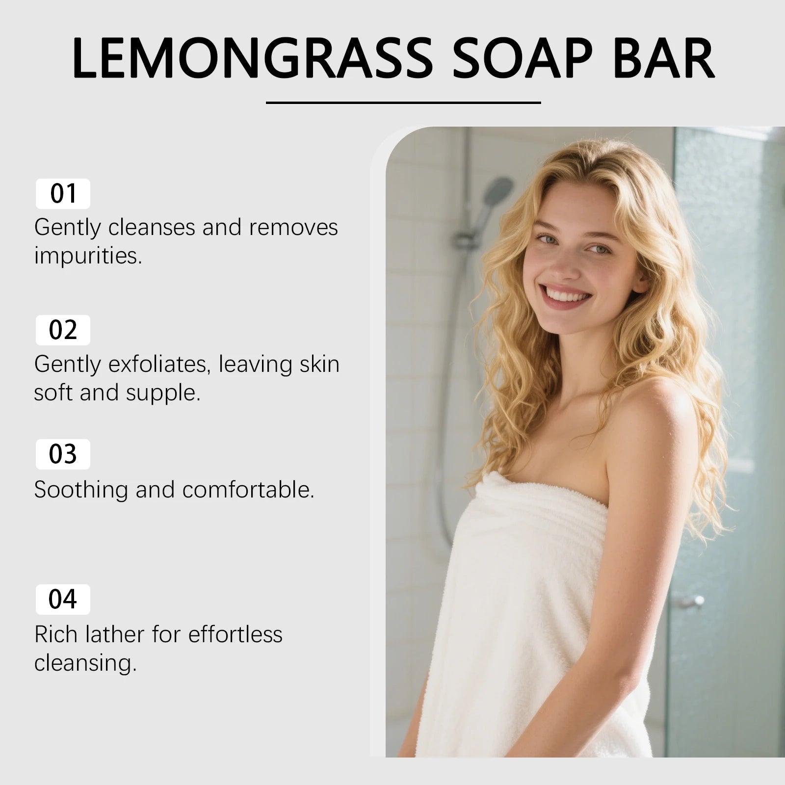 Gentle Exfoliating Lemongrass Soap Herbal Fragrance Daily Bath, Moisturizes and Cleanses Skin, Removes Impurities Skincare Soap Oasis Select