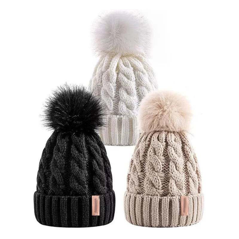 Middle cap knitting Fried Dough Twists wool hat wool ball hat warm hat cover in autumn and winter Oasis Select