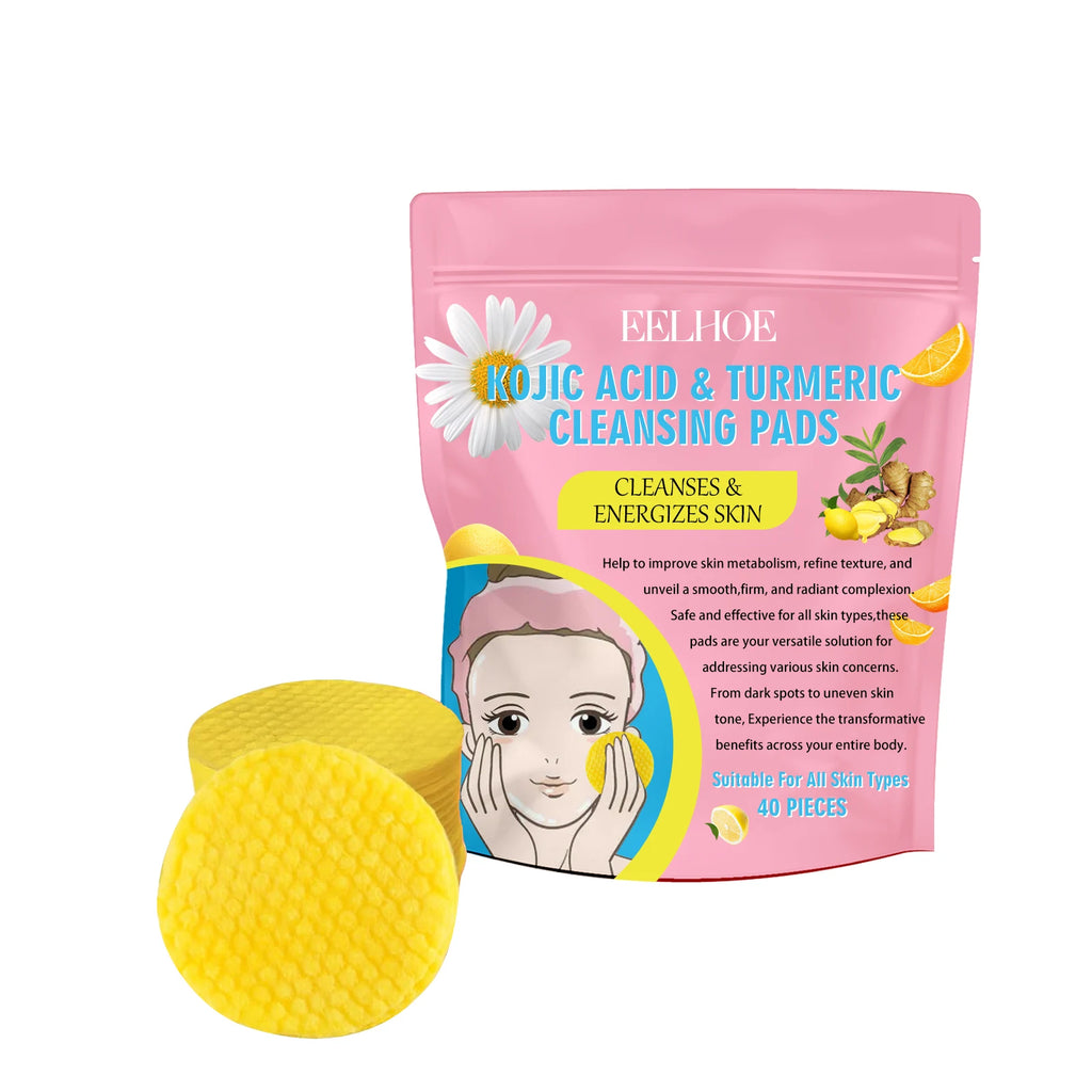 Turmeric Kojic Acid Cleansing Pads Exfoliating Pads Shrink Pores Removing Dead Skin Smooth Brightening Skin Face Cleansing Oasis Select A 40Pads