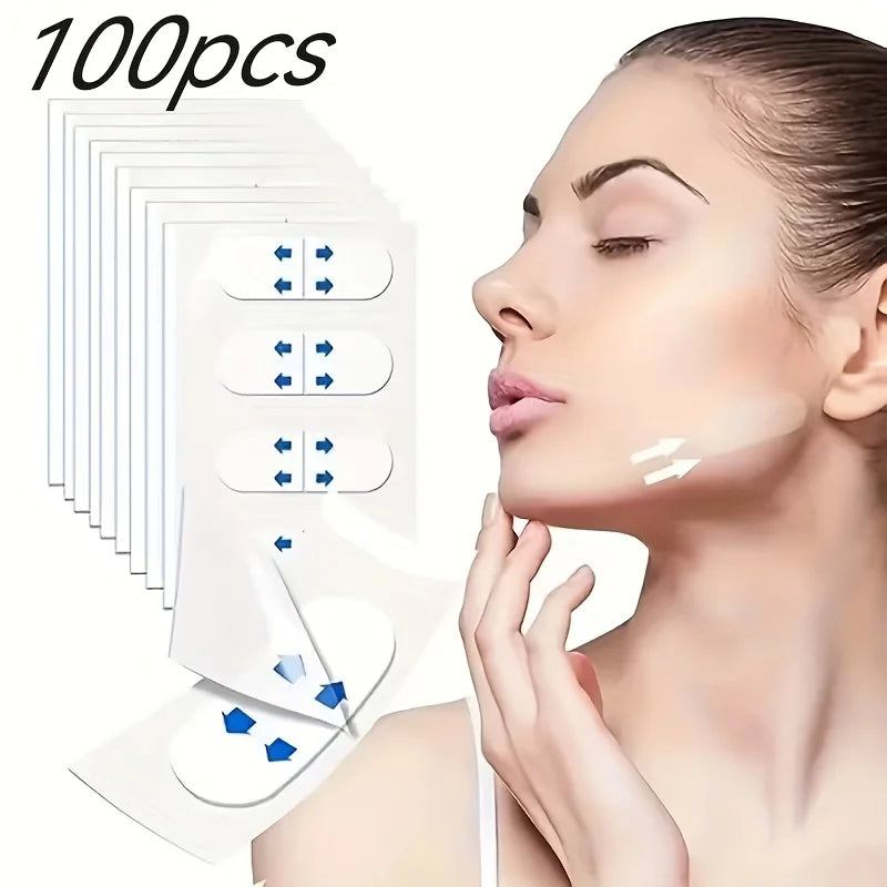 180/100pcs - Facial Tape Lift Invisible Patch, Suitable for Wrinkles, Chin, Neck, V-Shaped Lift Sticker, Instant Makeup Strips Oasis Select transparent 100pcs