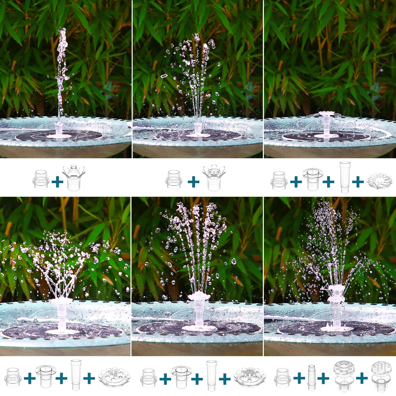 6.5W Solar Fountain Pump Built-in 5000mAh Battery, Solar Powered Water Fountain Pump with LED Lights for Pond, Garden Oasis Select