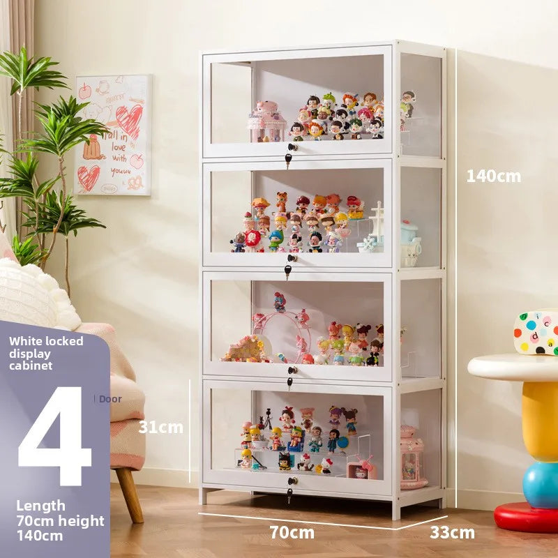 Figure Cabinet Transparent Lego Display Cabinet with Lock Household Blind Box Ornament Accessories Millet Storage Secondary Oasis Select Four doors 70 long