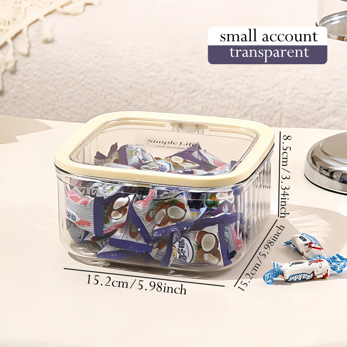 1pc transparent tape cover press type candy storage box stackable plastic snack organizer can home desktop storage box Oasis Select small account