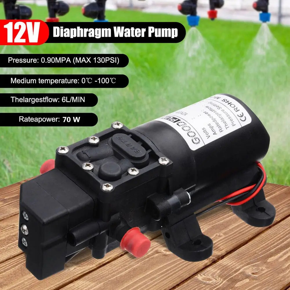 70W 130PSI High Pressure Durable Diaphragm Electric Self Priming Pump Water Pump Water Sprayer Car Washing Oasis Select