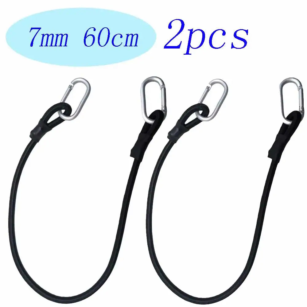 2pc Heavy Duty Bungee Shock Cord Tie Down Straps with Snap Hooks for Camping Tents Kayaks Boat Trailer Fishing Gear Organization Oasis Select 2pcs 7mm 60cm