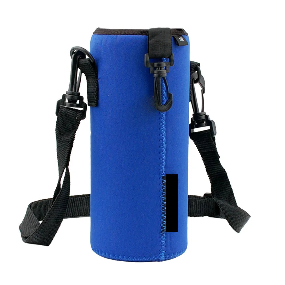 Insulated Neoprene Water Bottle Carrier Bag & Shoulder Strap 1L Bottle Carrier Sleeve Oasis Select Blue