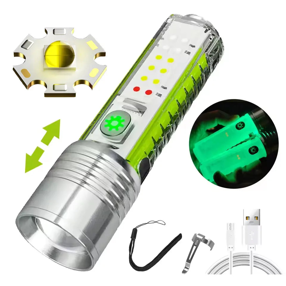 ESMARTER 30W Zoomable LED Flashlight | Type-C & UV | 1500m Beam