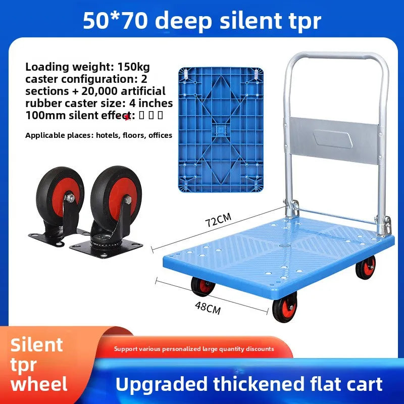 Multi-functional trolley plastic flat truck cargo trolley foldable supermarket pull flat truck Durable Oasis Select 50-70-83-B