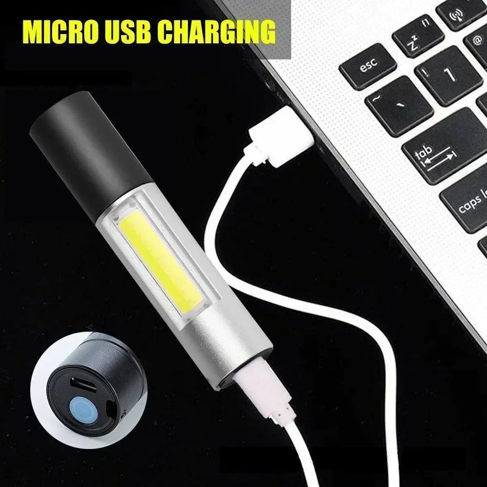 1/2PCS Christmas Lighting LED Flashlight Portable Torch Charging Camping Lantern Zoomable Focus Pocket Light 3 Modes Flashlight Oasis Select