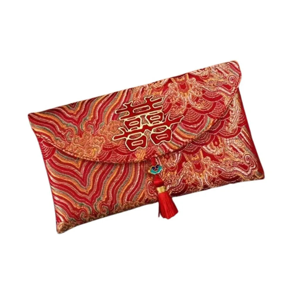 Chinese Style New Year Red Envelope Traditional Embroidery Wedding Money Pocket Cloth with Tassel 2026 Lucky Money Bag Birthday Oasis Select Style 6 18x10.5cm