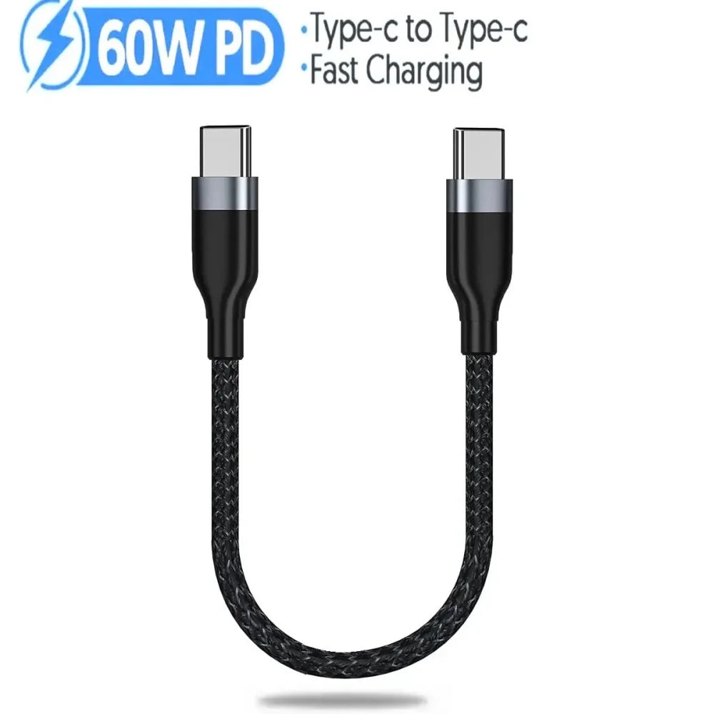 0.25M Data Cable USB C to Type C Fast Charging Data Cord Short Cable 66W Type C For iPhone 15 Huawei Samsung Portable Power Bank Oasis Select