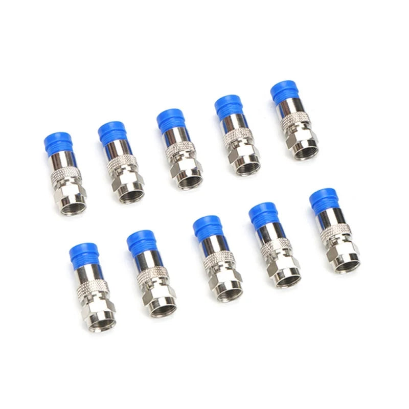 10/20pcs RG6 Compression Connectors RG6 F Type Connector Coax Coaxial Compression Fitting Waterproof Connection Blue Oasis Select 10Pcs
