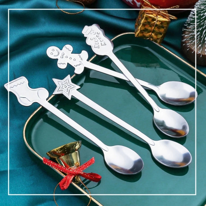 Christmas Gifts Coffee Spoons Stainless Steel Nordic style Dessert Spoon Tableware Kitchen Accessories New Year Gift Decorations Oasis Select