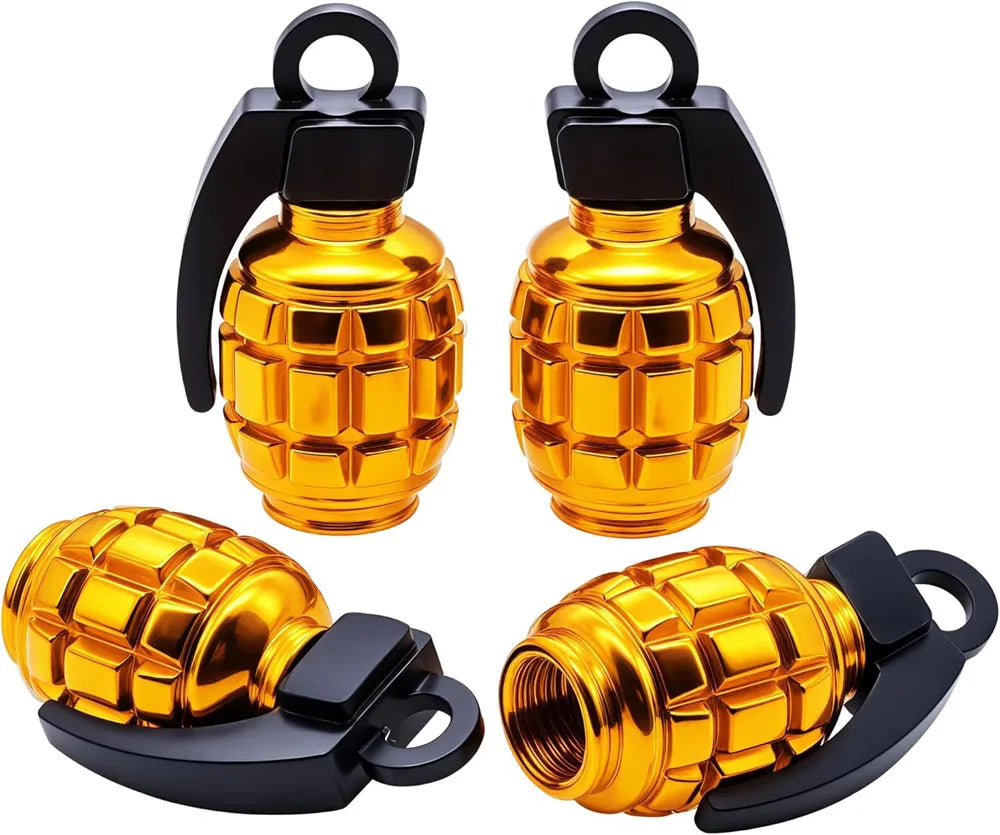 4PCS Colorful Tire Valve Stem Caps, Aluminium Alloy Tire Valve Stem Covers Universal Car Wheel Tire Valve Caps for Cars Trucks Oasis Select Gold-4Pcs