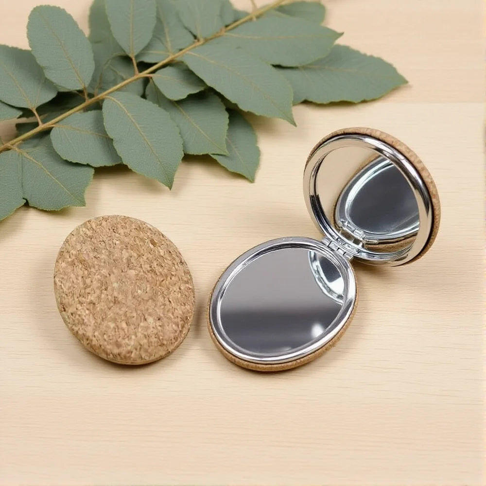 Cork Double-Sided Magnifying Compact Vanity Mirror | Foldable