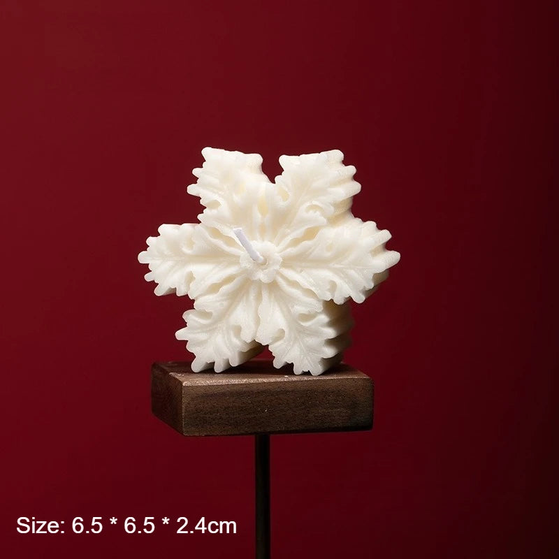 1pcs Low Temperature Wax Christmas Three Dimensional Snowflake Aromatherapy Candle Decoration Props Atmosphere Ornaments Oasis Select White