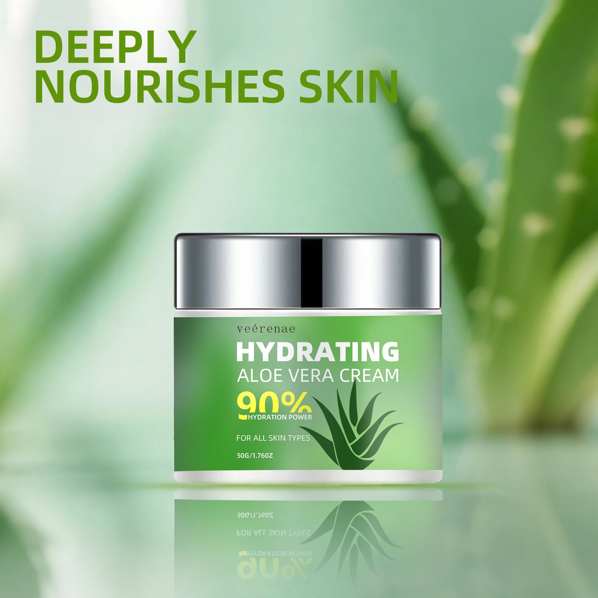 Veérenae Aloe Vera Face Cream – Hydrating, Non-Greasy Moisturizer Aloe Vera Face Cream Oasis Select