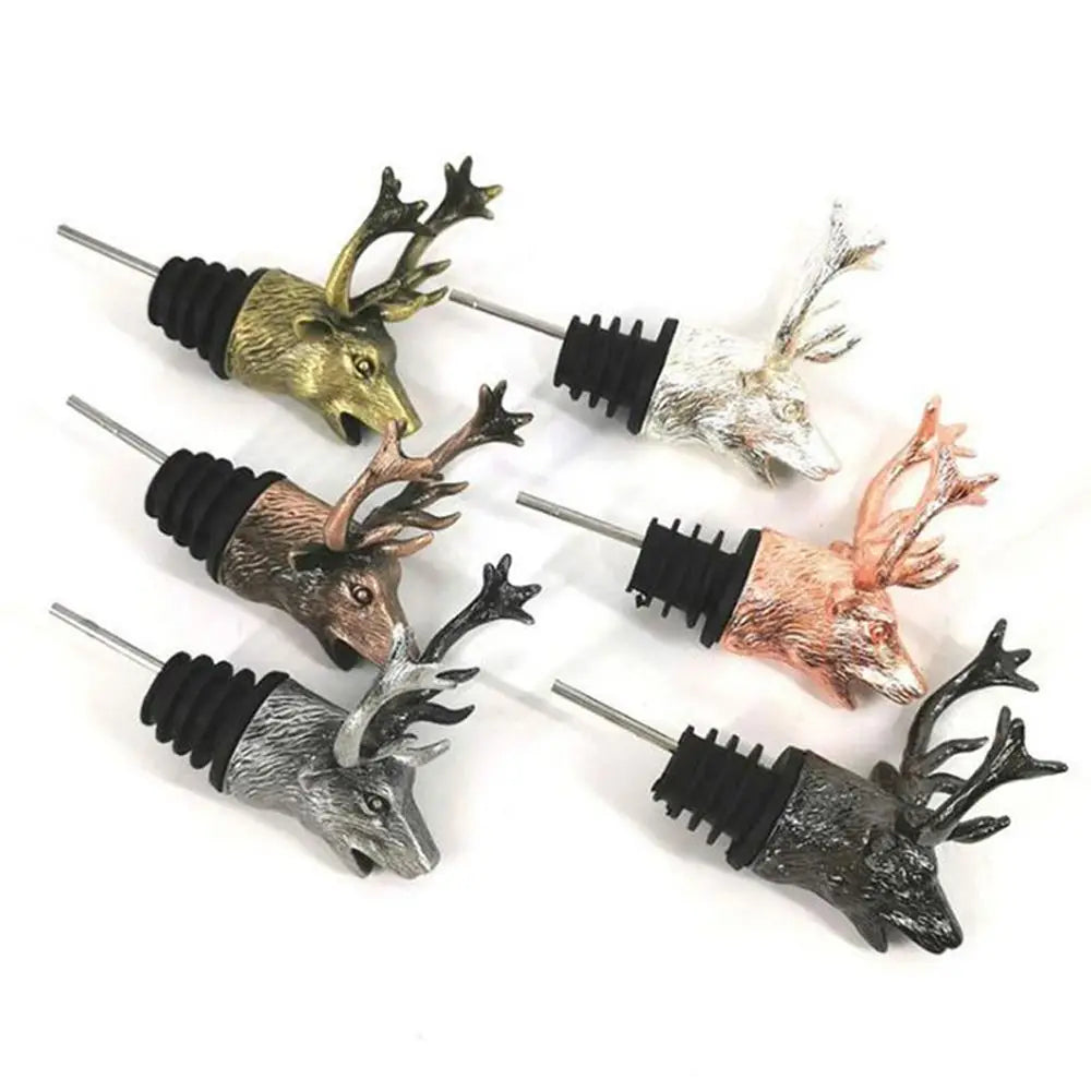Deer Elk Lion Bull Head Wine Pourer Bottle Stoppers Bar Tools Wedding Party Drinks Wine Aerators Kitchen Tool Accessories Oasis Select