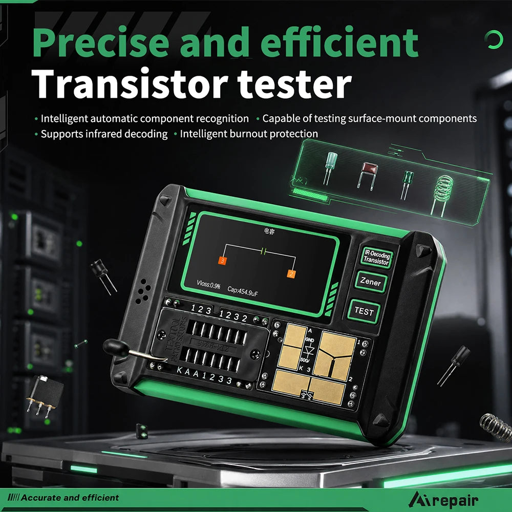 Airepair LCR-AR1 Transistor Tester Diode Triode Capacimeter Resistance LCR ESR Meter MOSFET NPN PNP SMD Multifunction Tester Oasis Select