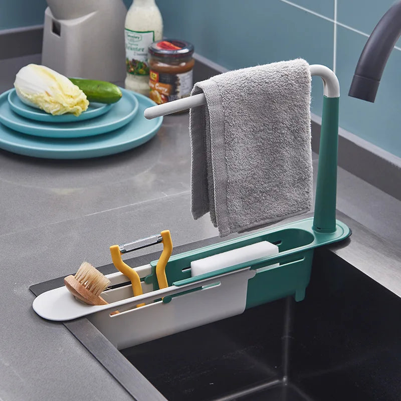 Shaking kitchen sink storage rack telescopic drainage rack drainage basket rag finishing rack Oasis Select
