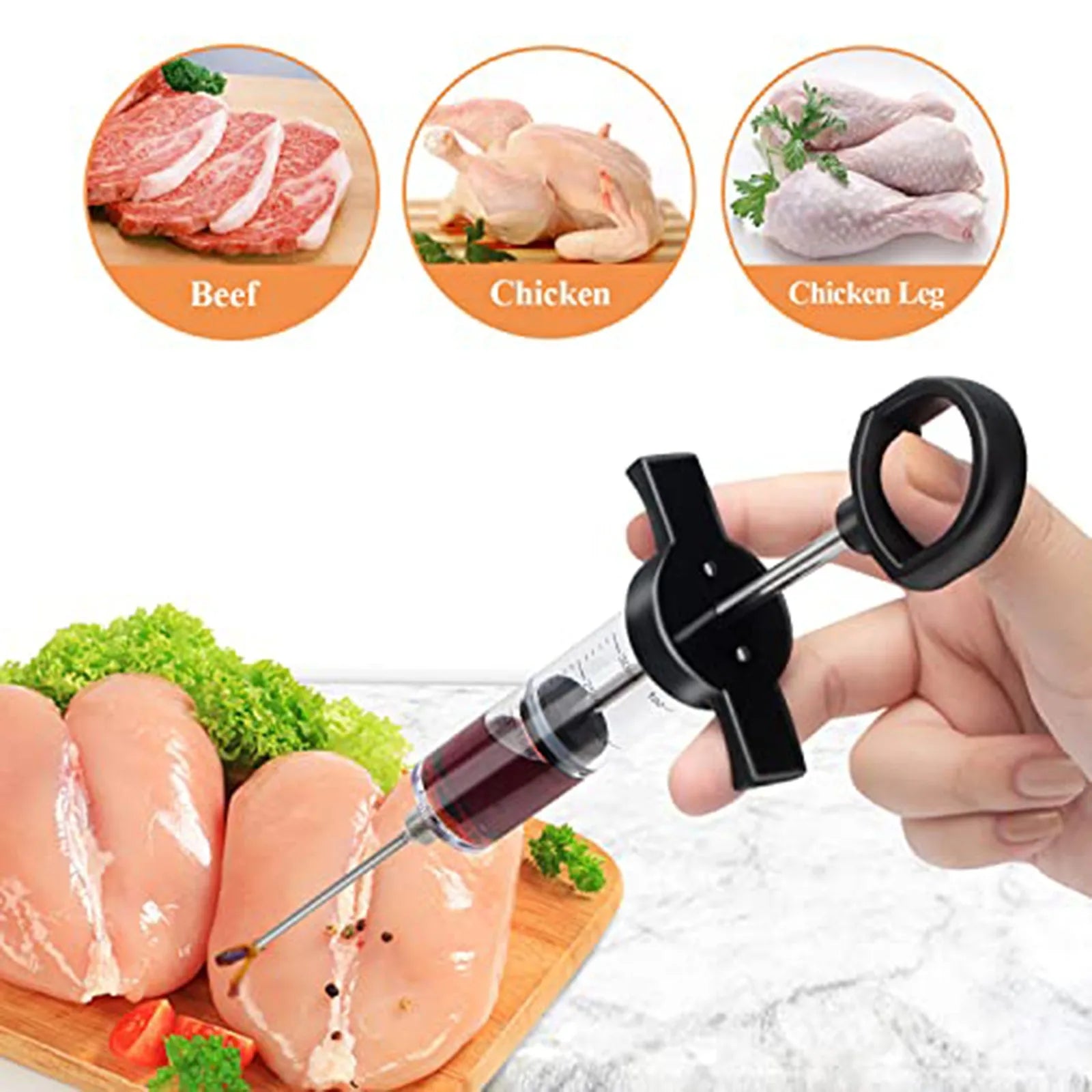 BBQ Meat Marinade Injector Syringe – Turkey & Chicken Flavor Marinade Injector Oasis Select