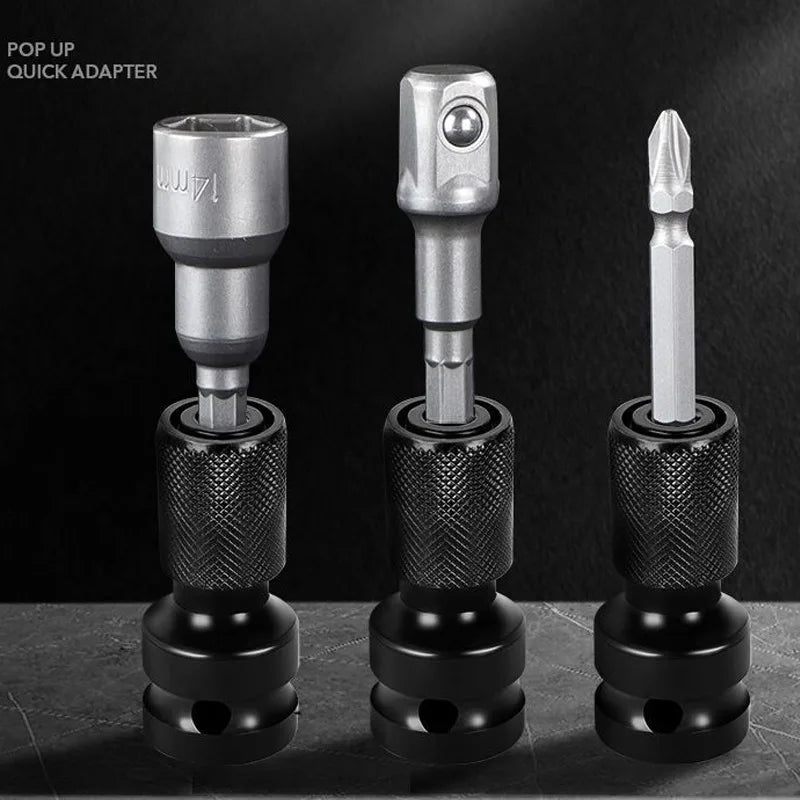 1/2PCS Electric Wrench Impact Wrench Drill Adapter 1/2 To 1/4 Hex Converter Socket Extension Bit Holder for Power Tools Oasis Select