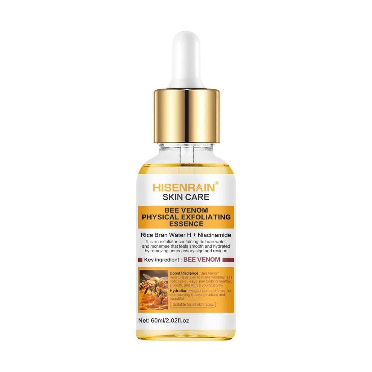 HISENRAIN Honey Niacinamide & Peptide Exfoliating Serum - Gentle Physical Face Scrub for Brightening, Hydrates & Smooths Skin. Oasis Select 60ml