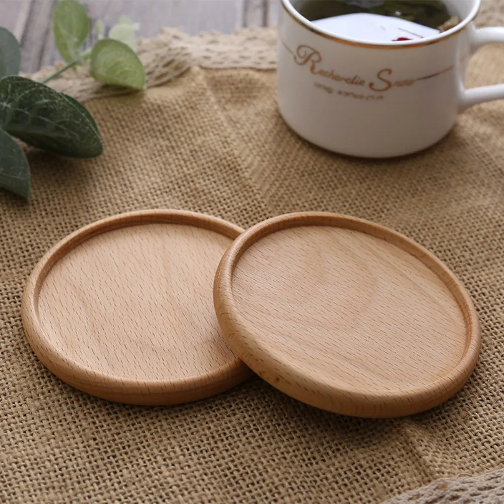 Wood Bamboo Coasters | Heat-Resistant Tea & Coffee Cup Mats