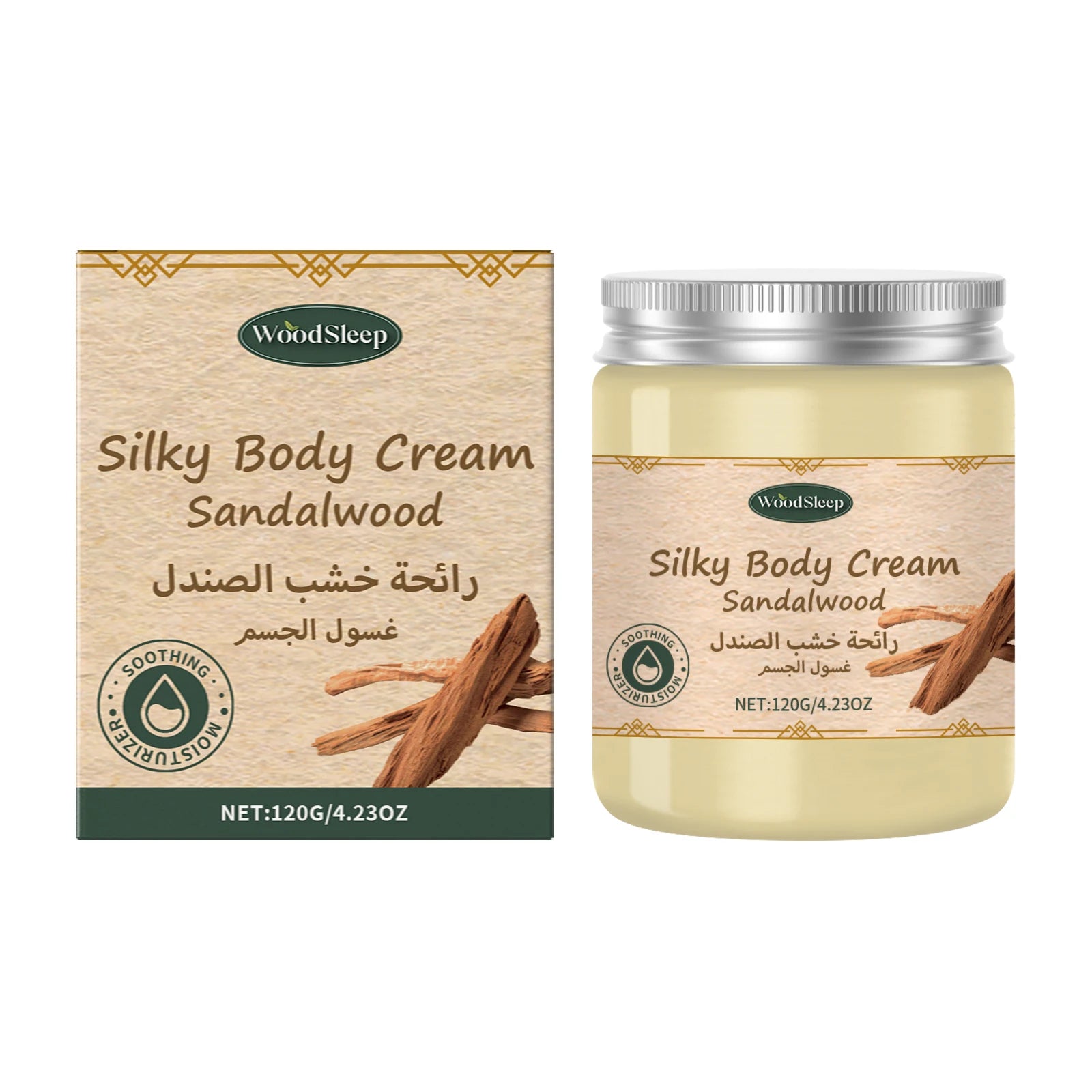 WOODSLEEP Sandalwood Body Cream – Moisturizing & Brightening Body Moisturizer Cream Oasis Select 120g boxed