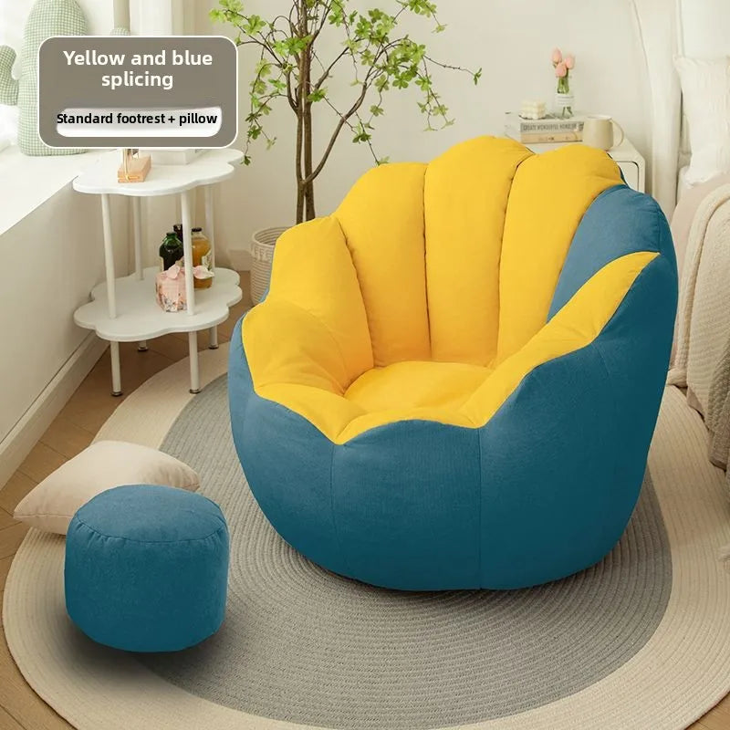 Lazy sofa rental living room small sofa single recliner tatami parcel flower sofa Oasis Select Yellow blue JT 60cm