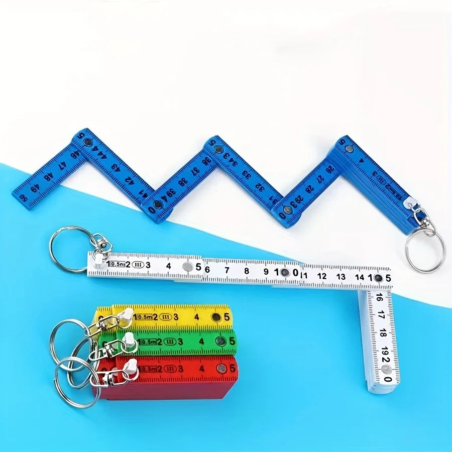 1PC Multifunctional ABS Plastic Folding Ruler,10 Folding with Keychain, Compact and Convenient To Carry, Student Measuring Ruler Oasis Select