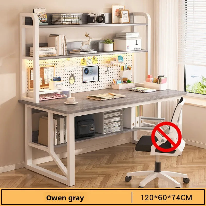 Computer desk, bookshelf, integrated bedroom, learning and writing desk, multi-functional desk with hole board Oasis Select Grey-120CM