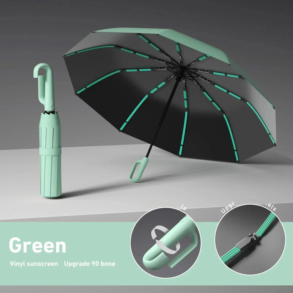 Automatic Umbrella for Men Women Fully Opened Ring Buckle Design 20 Ribs Extra Large Folding Strong Sunshade Double Umbrella Oasis Select