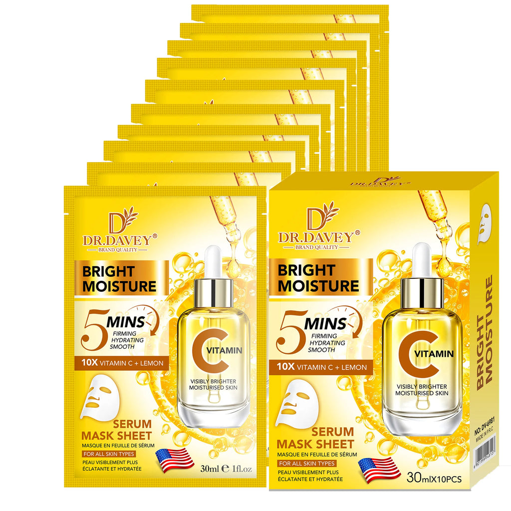 DR.DAVEY Vitamin C Serum Facial Mask – 10 Sheet Masks