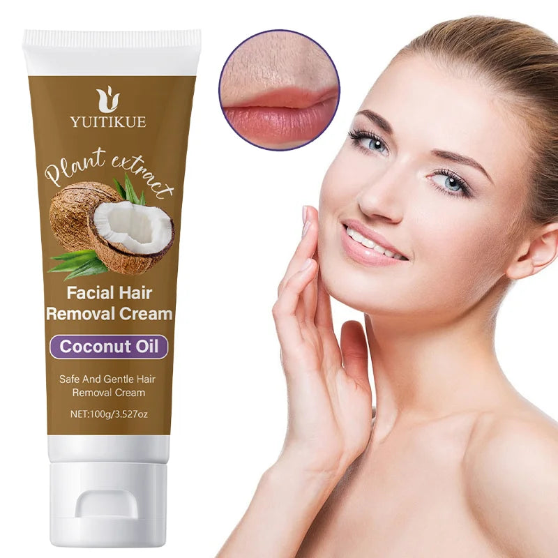 YUITIKUE Lip Hair Removal Cream 100g – Coconut Oil & Aloe