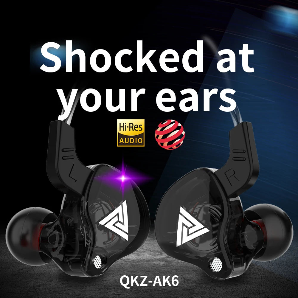 Original QKZ AK6 Copper Driver HiFi Wired Earphone Race Sport Headphone Bass Stereo Headset Music Earbuds 3.5MM In Ear With Mic Oasis Select