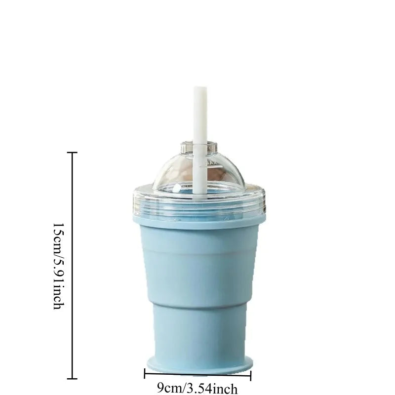 New Portable Foldable Ice Ball Cup with Built-in Straw Food-Grade Silicone Ice Maker Mold Summer Outdoor Travel Tumbler Oasis Select
