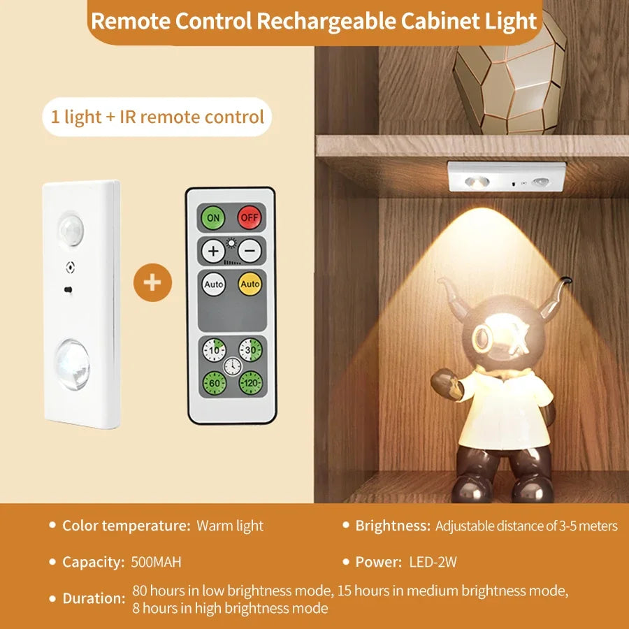 Rechargeable LED Motion Sensor Cabinet Light – Remote & Timer LED Cabinet Light Oasis Select 1Light 1Remote Warm