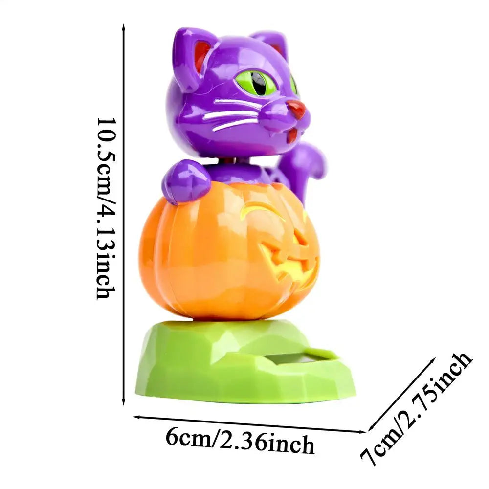 Solar Dancing Dolls Solar Powered Shaking Head Dancing Pumpkin Cat Car Ornament Automotive Interior Decoration Statue for Car Oasis Select Purple