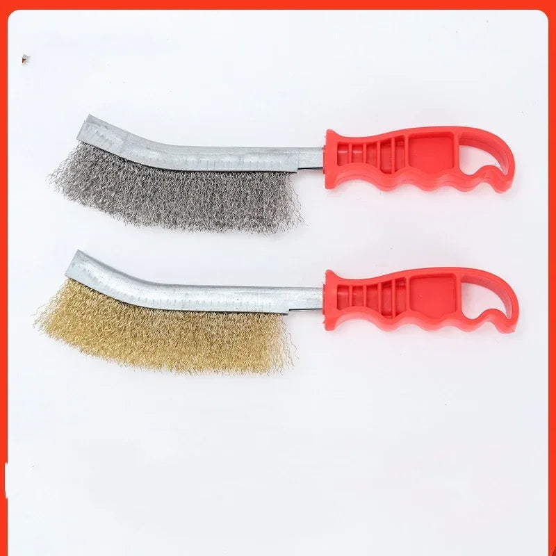 1pc Wire Brushe Brass Plated Steel Wire Stainless Steel Wire Brush Grill Cleaner BBQ Grill Steel Wire Brush Cleaning Tools Oasis Select