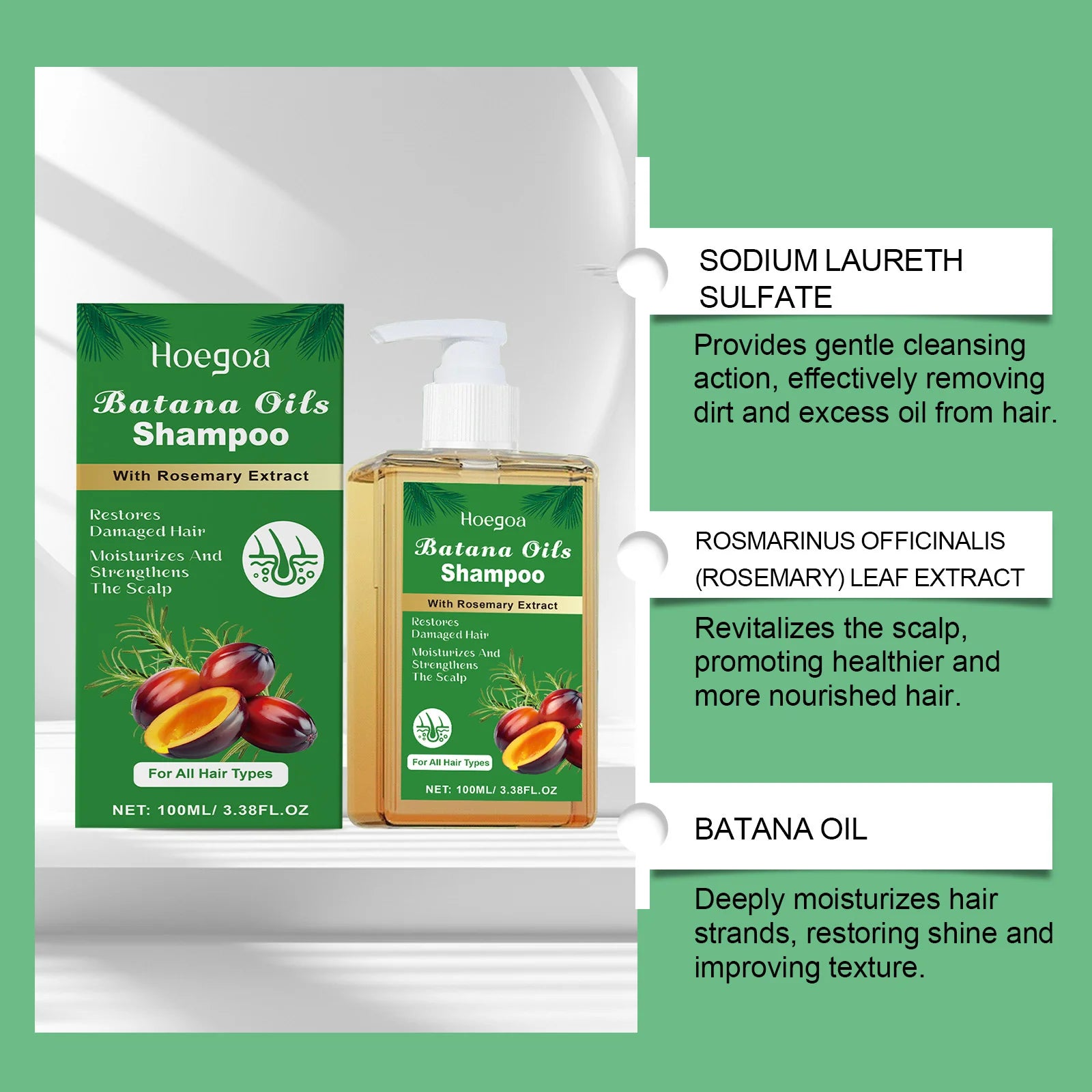 Pure Batana Shampoo Hair Strengthen Moisturizer Restore Damaged Brittle Hair Anti Loss Improve Dandruff Scalp Oil Control Care Oasis Select