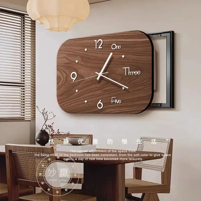 The New Chinese Ancient Decorative Painting with Time Clock Meter Box Block Distribution Box Hanging Picture Decorative Clock Oasis Select