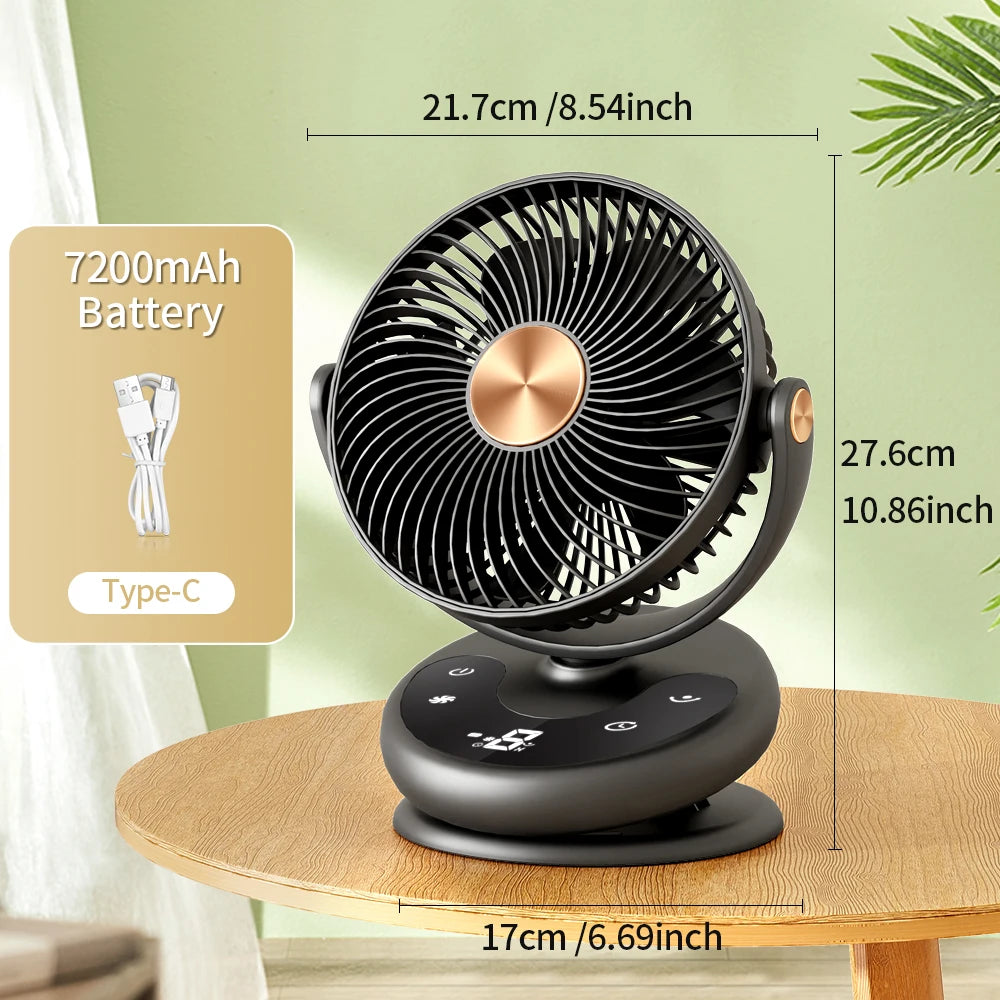 USB Oscillating Desktop Fan – 4-Speed, Timer, Clip & Desk