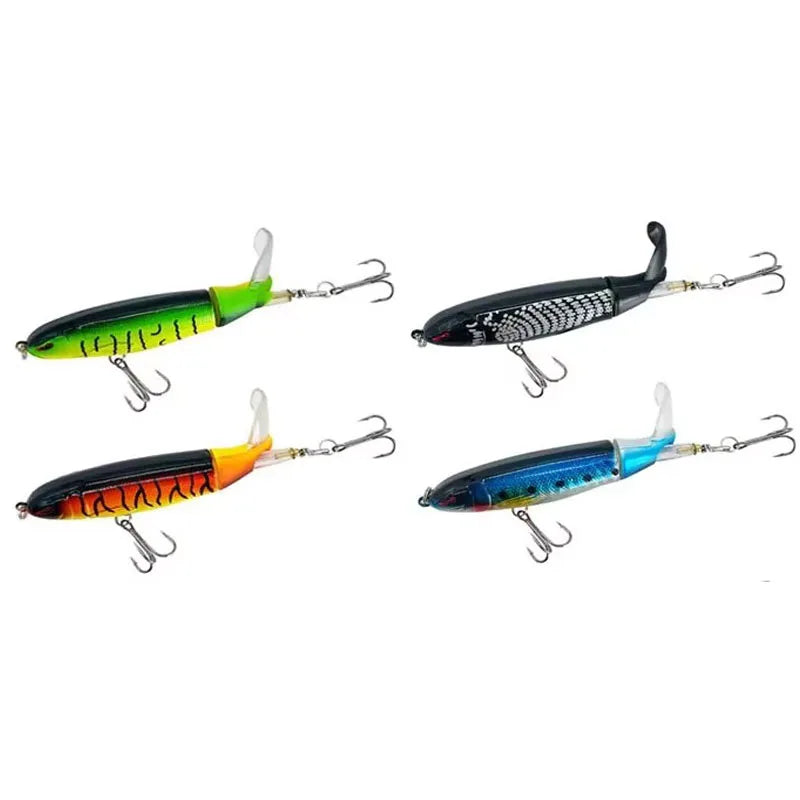 1/4/8Pcs 15g Topwater Fishing Lure Whopper Popper Artificial Bait Hard Plopper Soft Rotating Tail Fishing Tackle Fishing Bait Oasis Select 4PCS mix 3 15g
