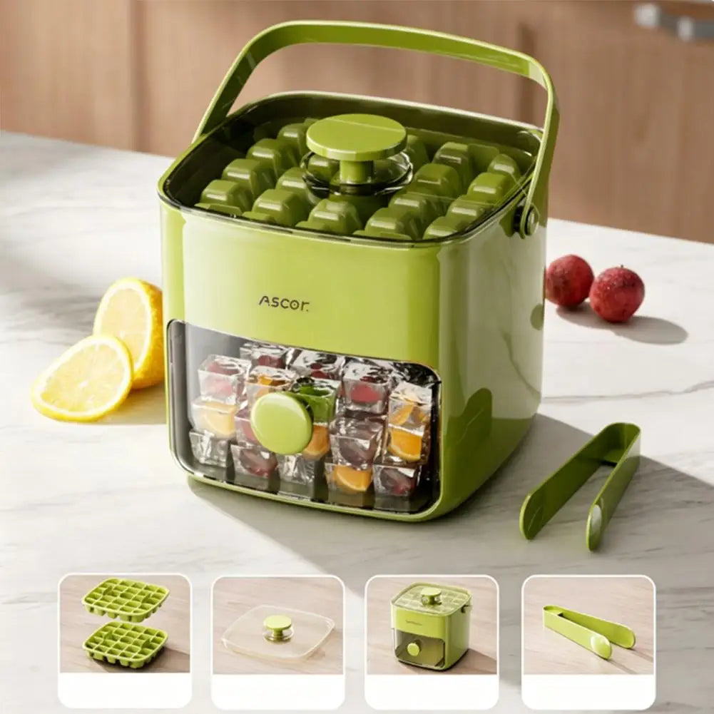 Double Layer Ice Cube Maker Food Grade Silicone Square Ice Cube Tray Homemade DIY for Household Kitchen Party Bar Oasis Select Green