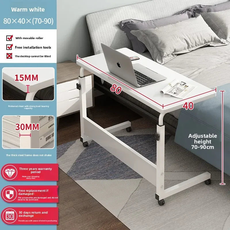 Multi-functional Computer desk Bedside table Mobile lifting small table Household small laptop holder with wheels Durable Oasis Select White 80 40