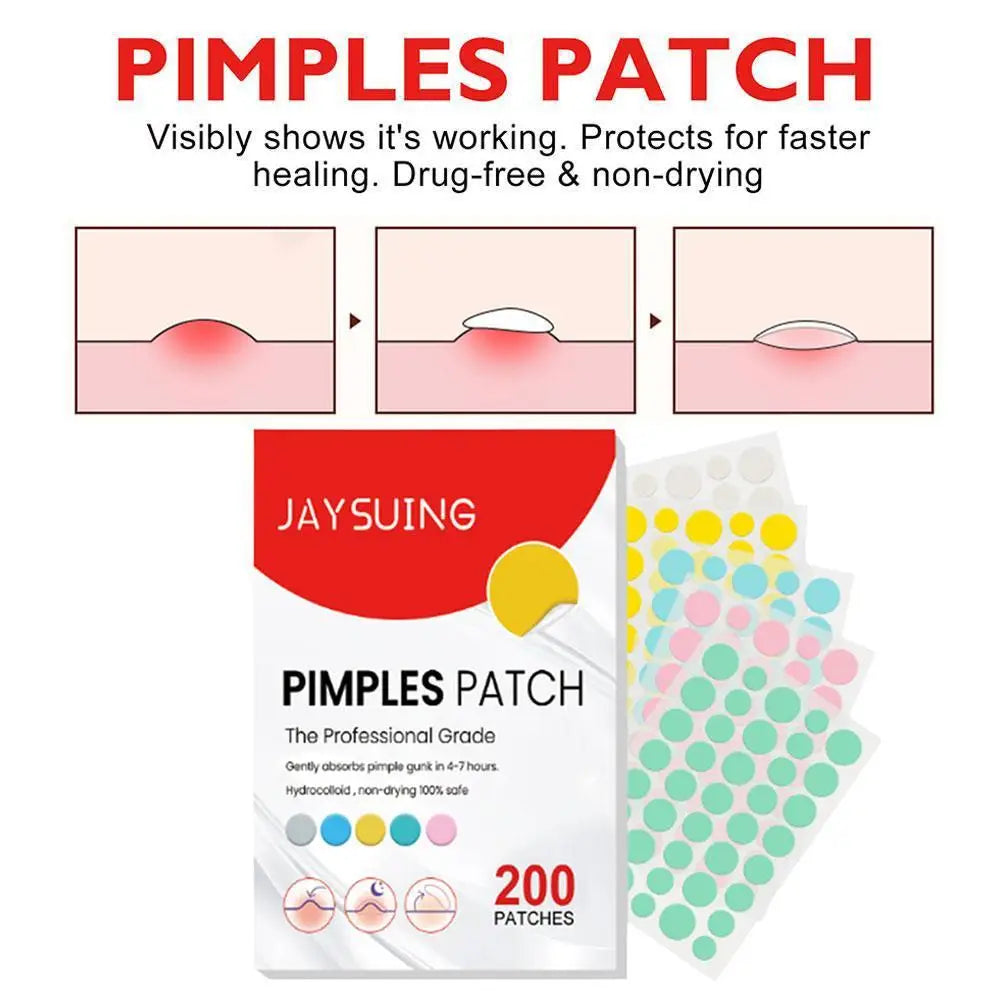 200pcs Hydrocolloid Acne Patch Facial Skin Care Repair Fade Blemishes Pimple Zots Closed Acne Blemishes Cover Acne Pimple Patch Oasis Select